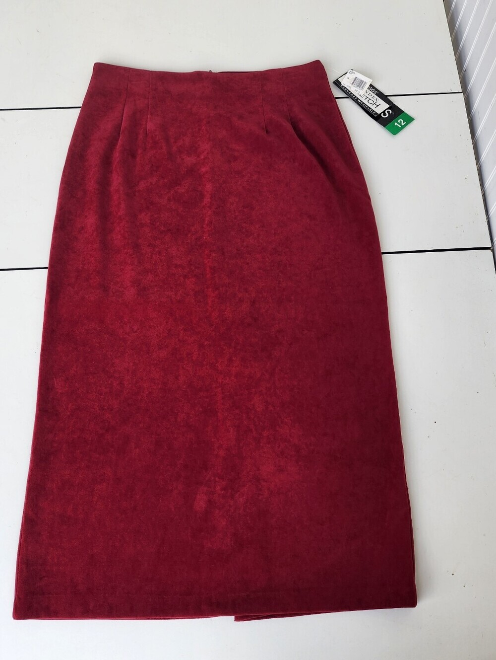 NWT Briggs Stretch New York Burgundy Dark Red Skirt Womens Faux Suede Size 12